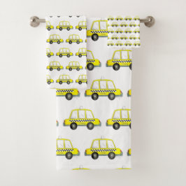 ニューヨーク市NYCイエロータク市松模様にシーキャブカー バスタオルセット