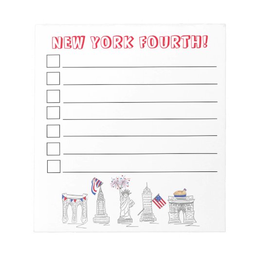 ニューヨーク市NYC愛国的7月4日のリスト ノートパッド (正面)