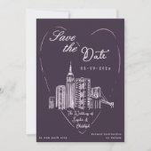 ニューヨーク市NYC結婚式の「日程を保存」カード 招待状 (正面)