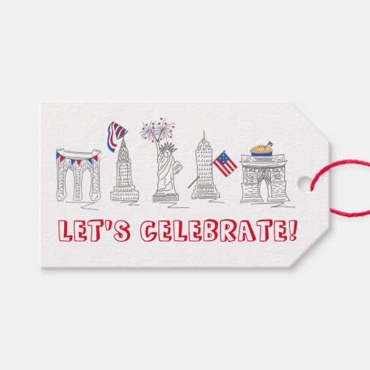 ニューヨーク市NYC 7月4日ランドマークUSA ギフトタグ (正面(横))