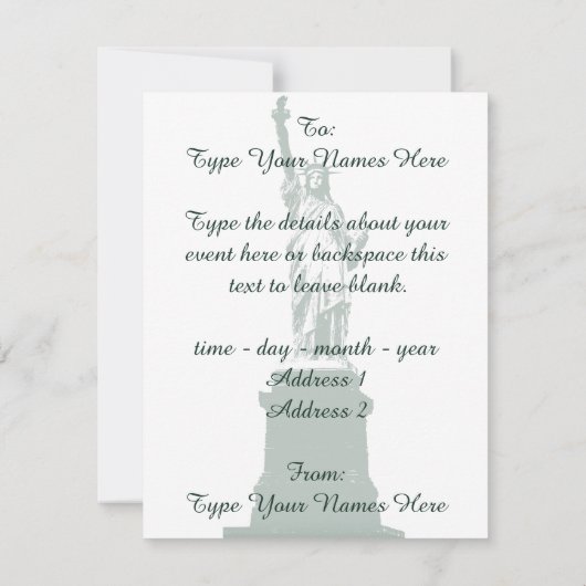 ニューヨーク招待状パーソナライズされたニューヨークRSVP 招待状 (裏面)