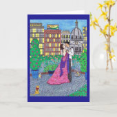 、ニューヨーク接吻するのカップル猫の挨拶状 カード (黄色い花)