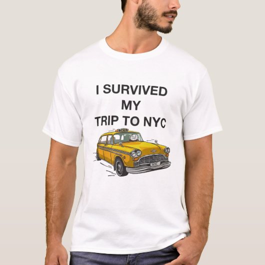 ニューヨーク旅行を生き延びたよ おもしろタクシー Tシャツ (正面)