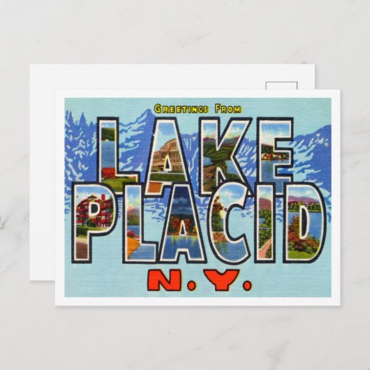 ニューヨーク旅行レイクプラシッドからの挨拶 ポストカード (正面/裏面)