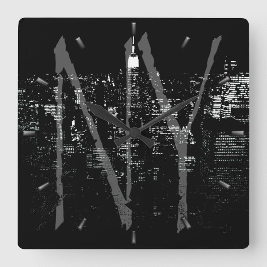 ニューヨーク時計ギフトデコーNYウォールクロック スクエア壁時計 (正面)