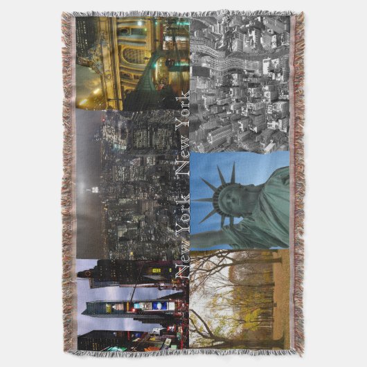 ニューヨーク毛布ニューヨークのランドマーマークギフト スローブランケット (正面縦)