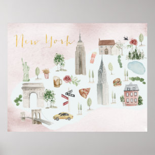 ニューヨーク水図解入りの、写真付きの彩壁画 ポスター