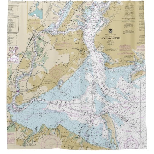 ニューヨーク港航海の港の図表12327 シャワーカーテン (正面)