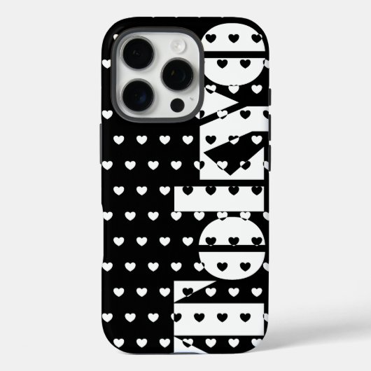 ニューヨーク白黒ハートパターン Case-Mate iPhoneケース (裏面)