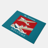 ニューヨーク空港、ヴィンテージ1936旅行ポスターVs2 ドアマット (アングル)