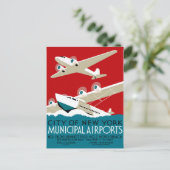 ニューヨーク空港、ヴィンテージ1936 WPA旅行、DIY ポストカード (スタンド正面)