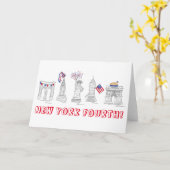 ニューヨーク第4愛国主義7月4日NYCランドマーク カード (黄色い花)