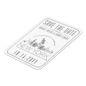 ニューヨーク結婚の様式化されたスカイライン日付を保存 マグネット (左側)