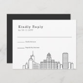 ニューヨーク結婚バッファロー |スタイル化されたスカイラインRSVP 出欠カード (正面/裏面)