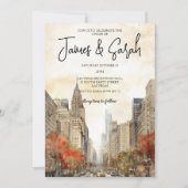 ニューヨーク結婚ランドスケープ招待状 招待状 (正面)