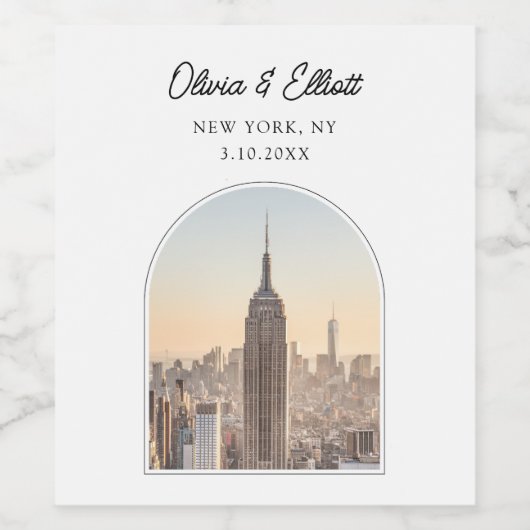 ニューヨーク結婚式の引き出物 パーソナライズされた ワインラベル (シングルラベル)