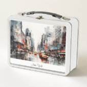 ニューヨーク絵を描市景観 メタルランチボックス (正面)