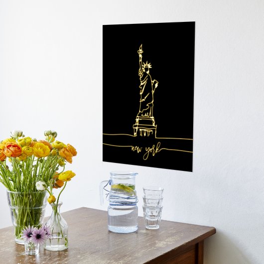ニューヨーク自由線アートウォールトラベルの彫像 箔ポスター (レイダウン (キッチン))