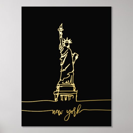 ニューヨーク自由線アートウォールトラベルの彫像 箔ポスター (正面)