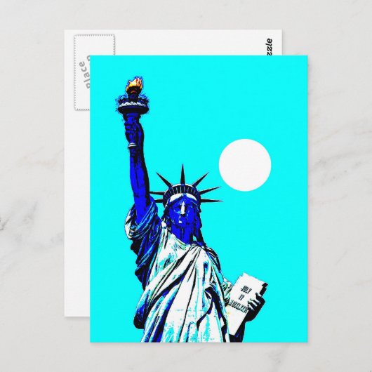 ニューヨーク自由芸術ポップ・アートの像 ポストカード (正面/裏面)