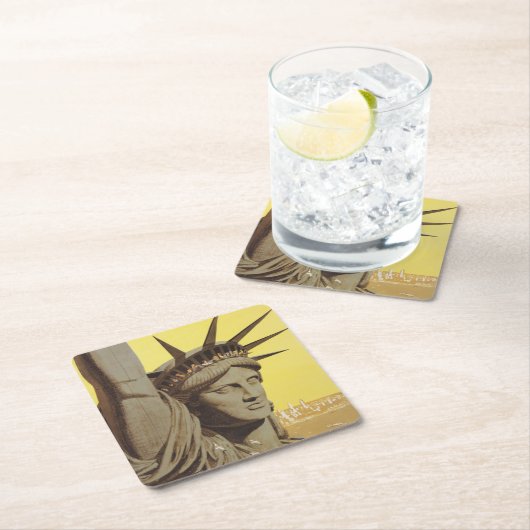 ニューヨーク航空ラインの統一された旅行ポスター スクエアペーパーコースター (インサイチュ)