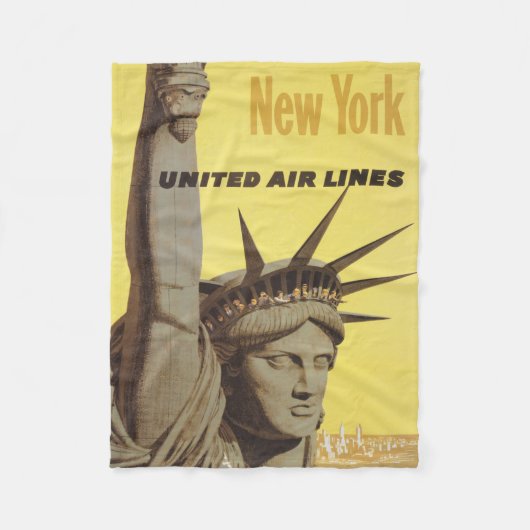 ニューヨーク航空ラインの統一された旅行ポスター フリースブランケット (正面)