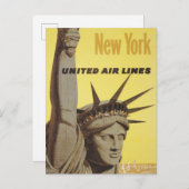 ニューヨーク航空ラインの統一された旅行ポスター ポストカード (正面/裏面)