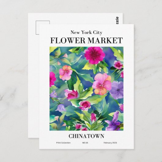 ニューヨーク花市場中華街はがき ポストカード (正面/裏面)
