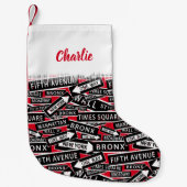 ニューヨーク通りシンボルや象徴ニューヨーカー スモールクリスマスストッキング (正面)