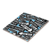 ニューヨーク通りシンボルや象徴白黒ブルー タイル (側面)