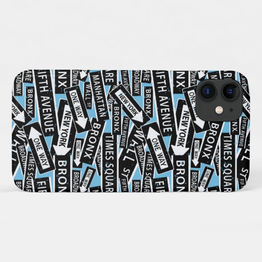 ニューヨーク通り名ブルーパターン(の模様が)ある Case-Mate iPhoneケース (裏面(横))