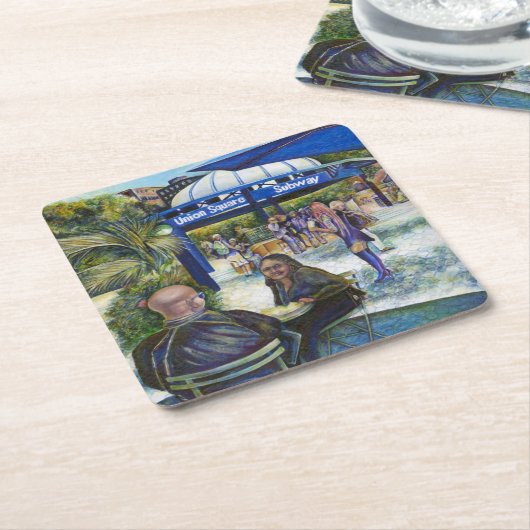 ニューヨーク遊州パークでの情熱的な人々 スクエアペーパーコースター (アングル)