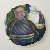 ニューヨーク遊州パークでの情熱的な人々 ラウンドクッション (裏面)