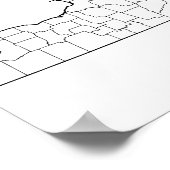 ニューヨーク郡の空白の概要マップ ポスター (角)