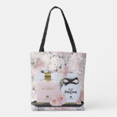 ニューヨーク香水ボトル金ゴールド&赤面ピンクローズ トートバッグ (裏面)