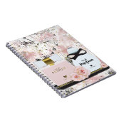 ニューヨーク香水ボトル金ゴールド&赤面ピンクローズ ノートブック (右側)