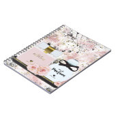 ニューヨーク香水ボトル金ゴールド&赤面ピンクローズ ノートブック (左側)