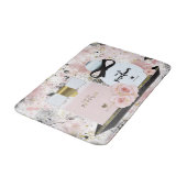 ニューヨーク香水ボトル金ゴールド&赤面ピンクローズ バスマット (アングル)