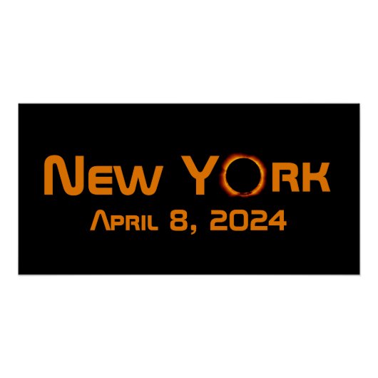 ニューヨーク2024年皆既食太陽の ポスター (正面)
