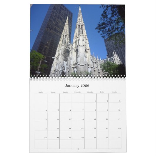 ニューヨーク2025 カレンダー (1月 2026)