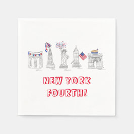 ニューヨーク7月4日NYC愛国的ランドマーク スタンダードカクテルナプキン