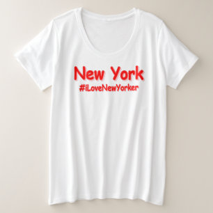 「ニューヨーク」かわいいデザイン。買今 プラスサイズTシャツ