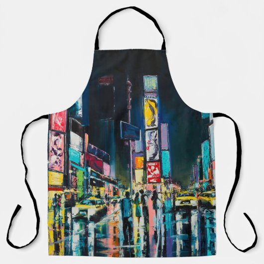 「ニューヨーク」の油絵、ニューヨークの夜景。 エプロン (正面)