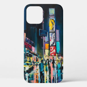 「ニューヨーク」の油絵、ニューヨークの夜景。 iPhone 12ケース