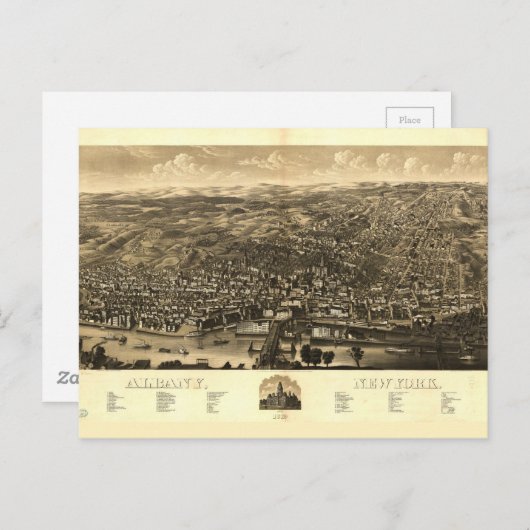 ニューヨーク，アルバニーの空中表示(1879) ポストカード (正面/裏面)