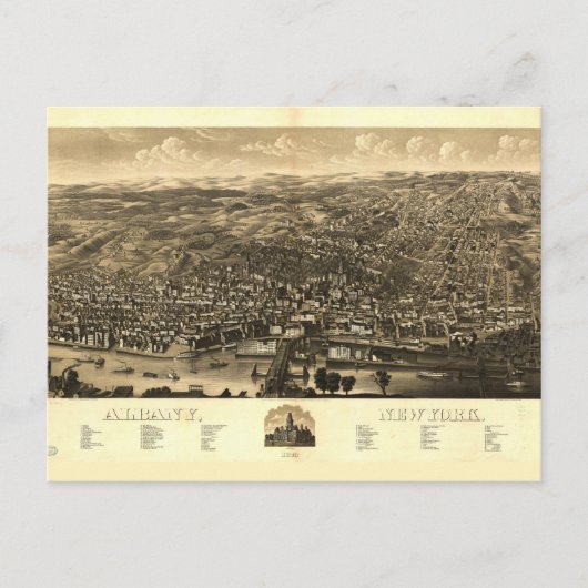 ニューヨーク,アルバニーの空中表示(1879) ポストカード (正面)