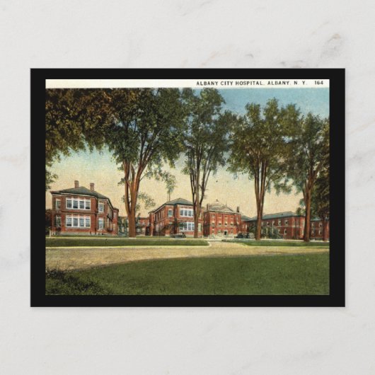 ニューヨーク，アルバニー市立病院1928ヴィンテージ ポストカード (正面)