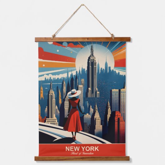 ニューヨーク：イノベーションハート 吊り下げ型タペストリー (正面)