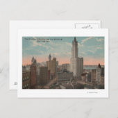 ニューヨーク – ウルワース建物&シティホール ポストカード (正面/裏面)