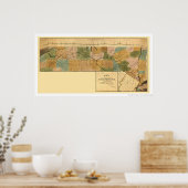 ニューヨーク&エリー鉄道地図1834 ポスター (キッチン)